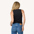 KR ribbed black tank top in cotton blend with a tiny embroidered heart - Shop women's tank tops by Kerri Rosenthal