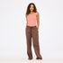 Kerri Rosenthal KR Tank in Cali Rose ribbed cotton with embroidered Imperfect Heart and brown palazzo pants