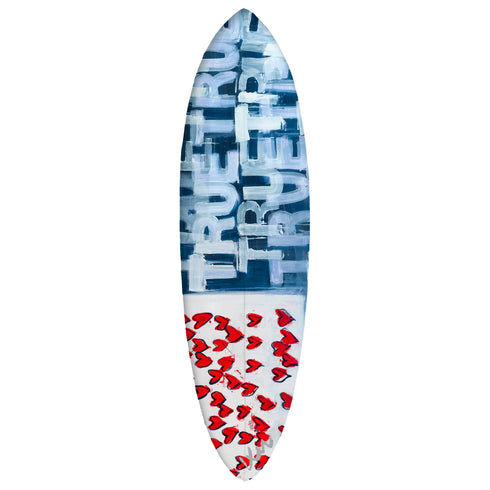Red white and blue flag surfboard by Kerri Rosenthal handmade and signed perfect for surfing or wall display