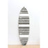 The black and white surfboard stripe design brings striking contrast and graphic energy to any coastal home or modern art space.