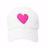 Stylish KR Imperfect white with pink heart hat 100% cotton adjustable strap - cute stylish baseball caps hats by Kerri Rosenthal