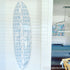 Blue white Sunshine surfboard by Kerri Rosenthal with bright, beachy colors handmade, signed, and ready to hang or surf.