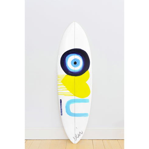Surfboard wall art with bold There I Said It design by Kerri Rosenthal