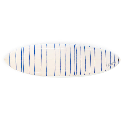 Decorative Surfboard Indigo white ground with indigo blue stripe mr. sharpie wall decor surfboard by kerri rosenthal