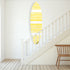 Surfboard designs Modern white ground with yellow stripe on stripe sunshine decor surfboard by kerri rosenthal