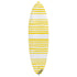 Modern white ground with yellow stripe on stripe sunshine decor surfboard by kerri rosenthal
