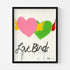Colorful Birds of a Feather modern wall art painting based on Kerri's love of love and featuring her iconic imperfect hearts—unique heart with wings artwork for living room decor