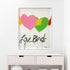 Colorful Birds of a Feather modern wall art painting based on Kerri's love of love and featuring her iconic imperfect hearts—unique heart with wings artwork for living room decor