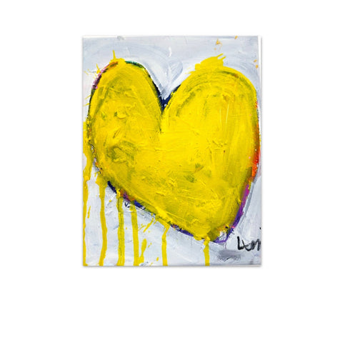 Mini Heart in Yellow Original Wall Art Painting inspired home interiors for modern living spaces by Kerri Rosenthal