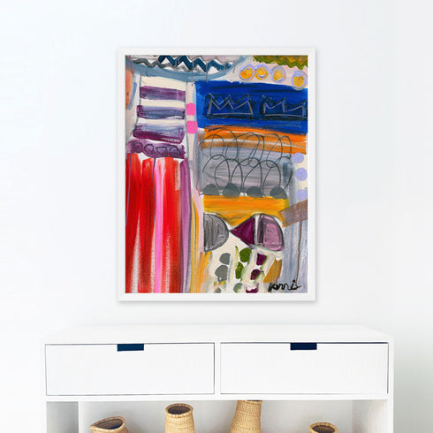 The King of Love is a colorful abstract art print painted by Kerri Rosenthal. Original wall art for living room, entry, bedroom in modern home decor