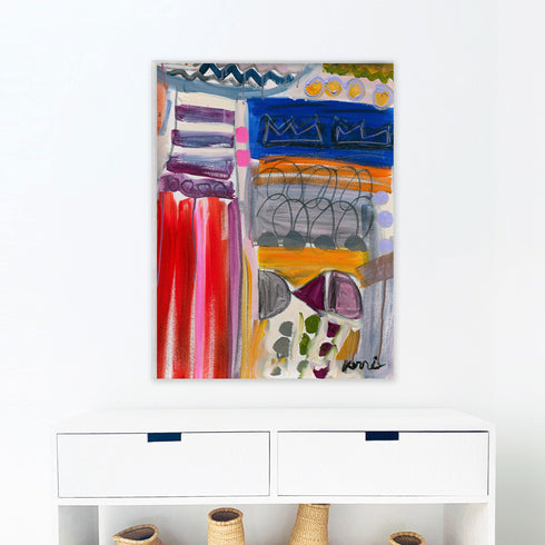 The King of Love is a colorful abstract art print painted by Kerri Rosenthal. Original wall art for living room, entry, bedroom in modern home decor