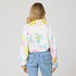Multicolor knit shrug sweater in 100% cotton with screen printed artwork - Shop women's cute hug shrug by Kerri Rosenthal.