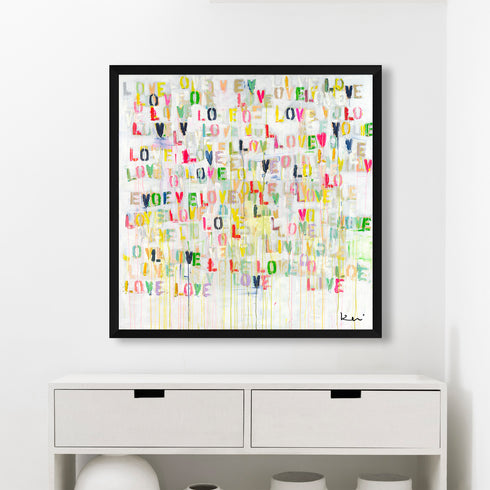 Live Love Colorful Word Art Print Artwork by Kerri Rosenthal for living room wall decor