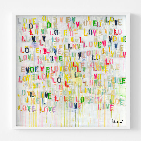 Live Love Colorful Word Art Print Artwork by Kerri Rosenthal for living room wall decor