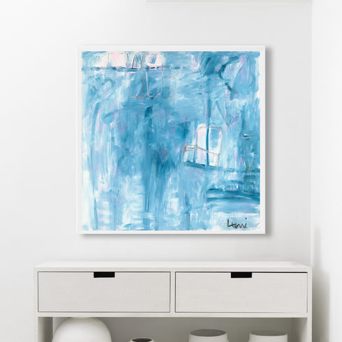 Love You To Pieces blue art print by Kerri Rosenthal - Unique artwork for living room wall decor