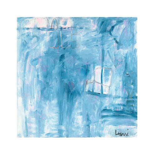 Love You To Pieces blue art print by Kerri Rosenthal - Unique artwork for living room wall decor