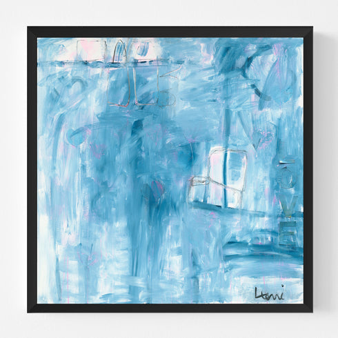 Love You To Pieces blue art print by Kerri Rosenthal - Unique artwork for living room wall decor