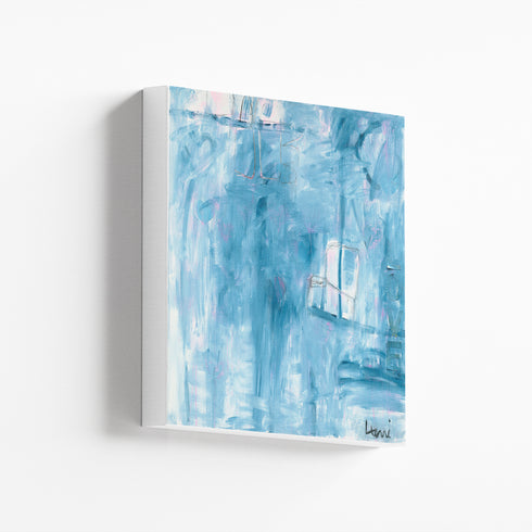 Love You To Pieces blue art print by Kerri Rosenthal - Unique artwork for living room wall decor