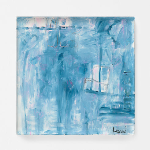 Love You To Pieces blue art print by Kerri Rosenthal - Unique artwork for living room wall decor