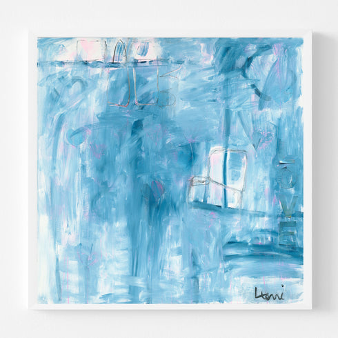 Love You To Pieces blue art print by Kerri Rosenthal - Unique artwork for living room wall decor