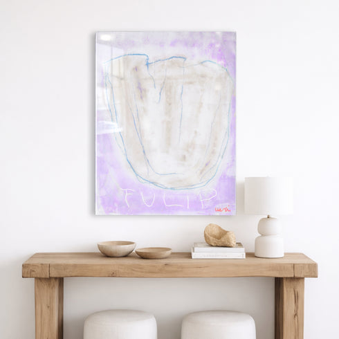La lavendar wall hung tulip art - Shop abstract artwork decor for the living room by Kerri Rosenthal.
