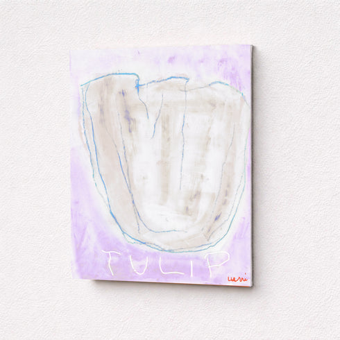 La lavendar wall hung abstract tulip art - Shop abstract artwork decor for any space by Kerri Rosenthal.