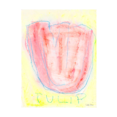 La tulipe yellow red wall word art print - Perfect and unique wall artwork for living room wall decor by Kerri Rosenthal