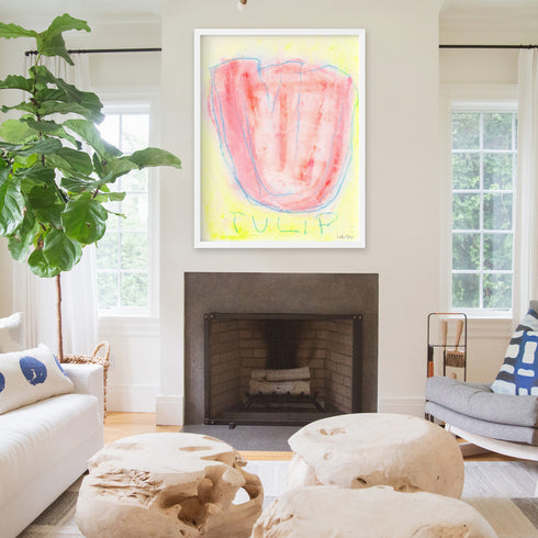 La tulipe yellow red wall word art print - Perfect wall artwork for home decor by Kerri Rosenthal