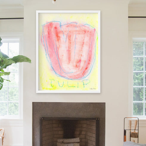 La tulipe yellow red wall word art print - Perfect wall artwork for home decor by Kerri Rosenthal