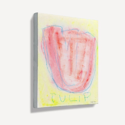 La yellow red wall hung tulips art - Shop art print by Kerri Rosenthal.