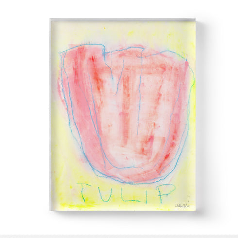 La yellow red wall hung art tulip - Shop abstract artwork decor for any space by Kerri Rosenthal.