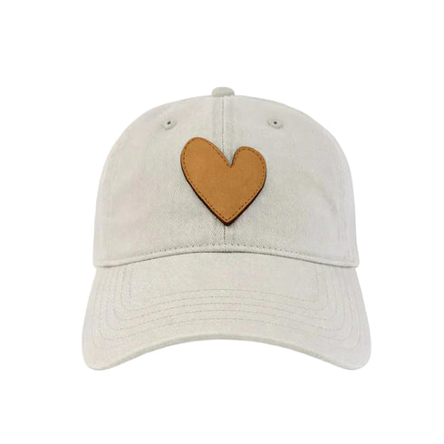 KR Imperfect leather heart light grey baseball cap hat in 100% cotton with adjustable strap - Shop women's baseball cap hats by Kerri Rosenthal