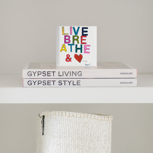 And Love Block of Love Acrylic Mini Word Art Artwork by Kerri Rosenthal's artwork mounted on 3/4" plexiglass acrylic block