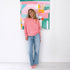Pink long sleeves womens designer sweatshirt - Shop women’s stylish heart sweatshirts by Kerri Rosenthal.