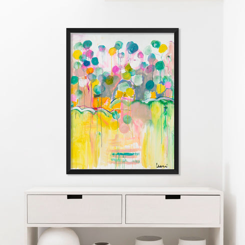Colorful Love Grows Here Abstract Art Print Wall Art Framed Artwork - Unique artwork for modern living room wall decor