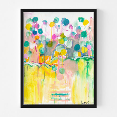 Colorful Love Grows Here Abstract Art Print Wall Art Framed Artwork - Unique artwork for modern living room wall decor