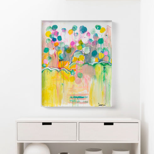 Colorful Love Grows Here Abstract Art Print Wall Artwork - Unique artwork for modern living room wall decor