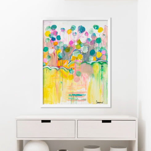 Colorful Love Grows Here Abstract Art Print Wall Art Framed Artwork - Unique artwork for modern living room wall decor