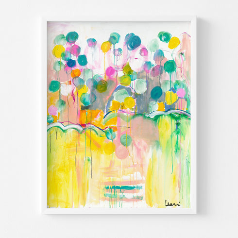 Colorful Love Grows Here Abstract Art Print Wall Artwork - Unique artwork for modern living room wall decor