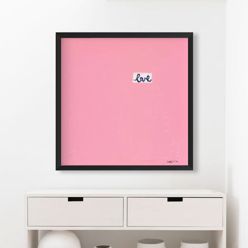 Love word art print black, white and pink wall framed artwork by Kerri Rosenthal