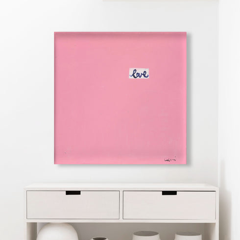Love word art print black, white and pink plexiglass wall artwork by Kerri Rosenthal