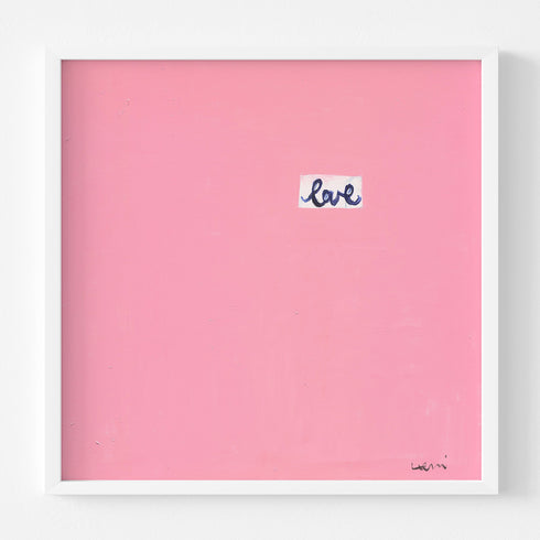 Love word art print black, white and pink white framed wall artwork by Kerri Rosenthal