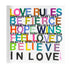 Love Rules Block of Love by Kerri Rosenthal. Blocks of Love are signed, mini editions of Kerri Rosenthal's word artwork mounted on 3/4" plexiglass acrylic block