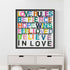 Set up your room with vibrant colors using the 'Love Rules' art print word wall framed artwork by Kerri Rosenthal - Perfect for modern living room wall decor