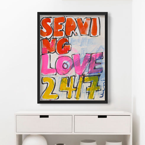 Love Served Here Wall Word Art Print Artwork - Perfect modern wall art decor for living room, bedroom or any space. Original artwork by Kerri Rosenthal