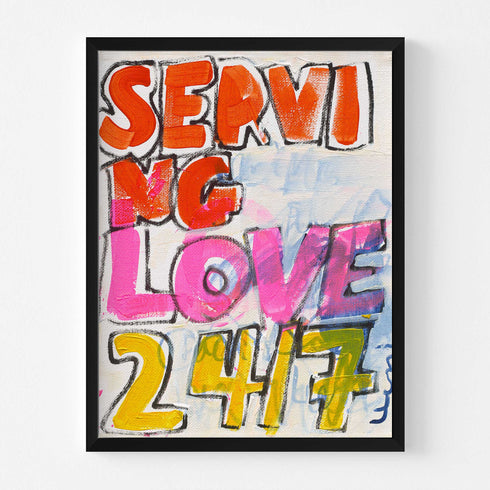 Love Served Here Wall Word Art Print Artwork - Perfect modern wall art decor for living room, bedroom or any space. Original artwork by Kerri Rosenthal