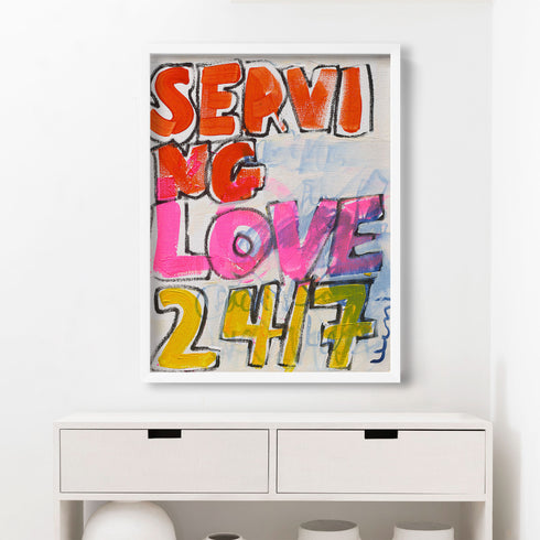 Love Served Here Wall Word Art Print Artwork - Perfect modern wall art decor for living room, bedroom or any space. Original artwork by Kerri Rosenthal