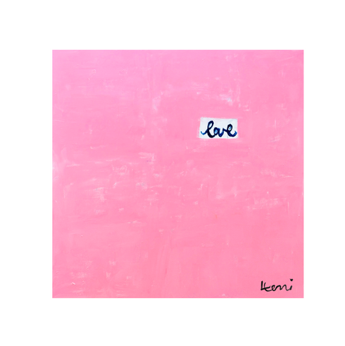 Love Rises to The Top is an original wall art painting, pink with love letter word art is a unique artwork piece by Kerri Rosenthal