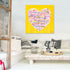 Love Is All You Need yellow colorful word art print Artwork by Kerri Rosenthal - Unique artwork for living room wall decor