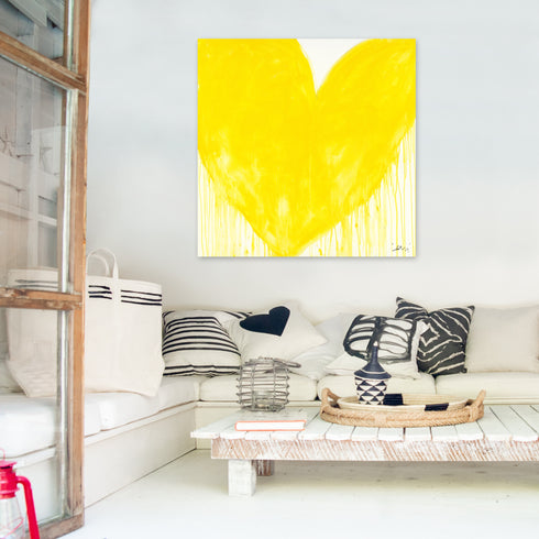 Love At First Sight yellow art print by Kerri Rosenthal - Unique artwork for living room wall decor